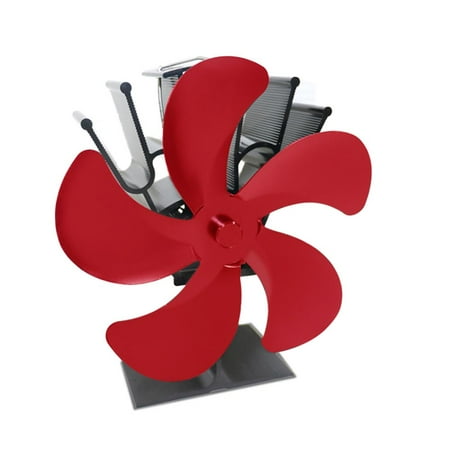 

Black 5-Blade Wood Log Burner Burner Fireplace Fan Wood Burning Stove Heat Powered Fan Wood Stove Fan Fireplace Fan RED