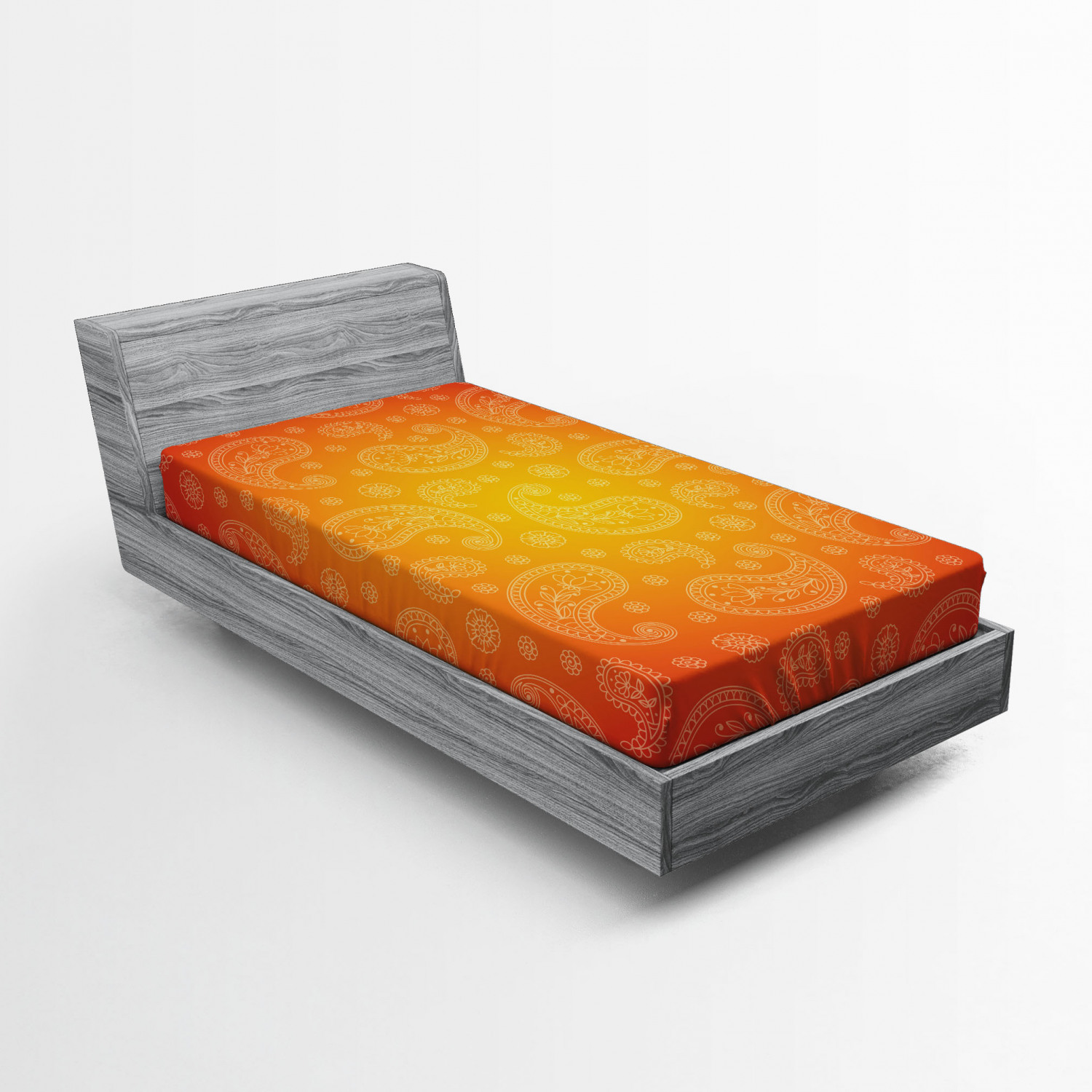 Orange Fitted Sheet, Ombre Colored and Themed Image with Blank Frame