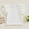 thumbnail image 2 of Bagilaanoe Toddler Baby Girls T-Shirts Solid Color Fly Sleeve Ribbed Tees 12M 18M 24M 3T 4T 5T Kids Summer Casual Tops, 2 of 6