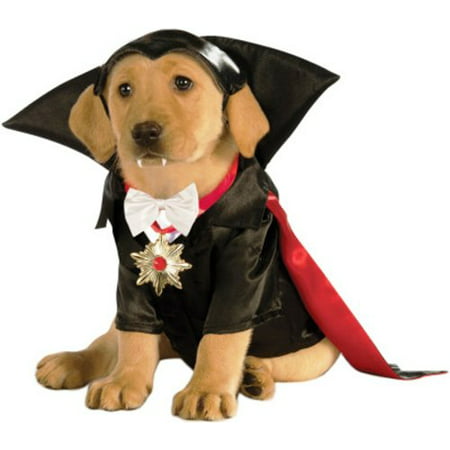 Classic Movie Monsters Pet Costume, Small, Dracula, Headpiece and shirt with attached medallion and detachable cape By