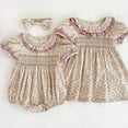thumbnail image 2 of Baby Girl Ditsy Flower Ruffle Neck Dress Onesies In Summer, 2 of 6