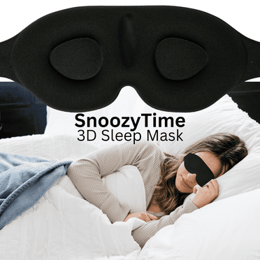 Snoozytime Sleep Mask for Women and Men, Eye Mask for Sleeping, Eye Cover Blackout Masks, Sleeping Pad, Black Blindfold, Travel Accessories