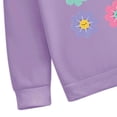 thumbnail image 3 of Girls 2-Piece Set Purple Floral Hoodie & Flare Jeans, Retro 70s Outfit with Heart Patches, Matching Play Set for Kids to 8 Years,Size 4-5 T, 3 of 8