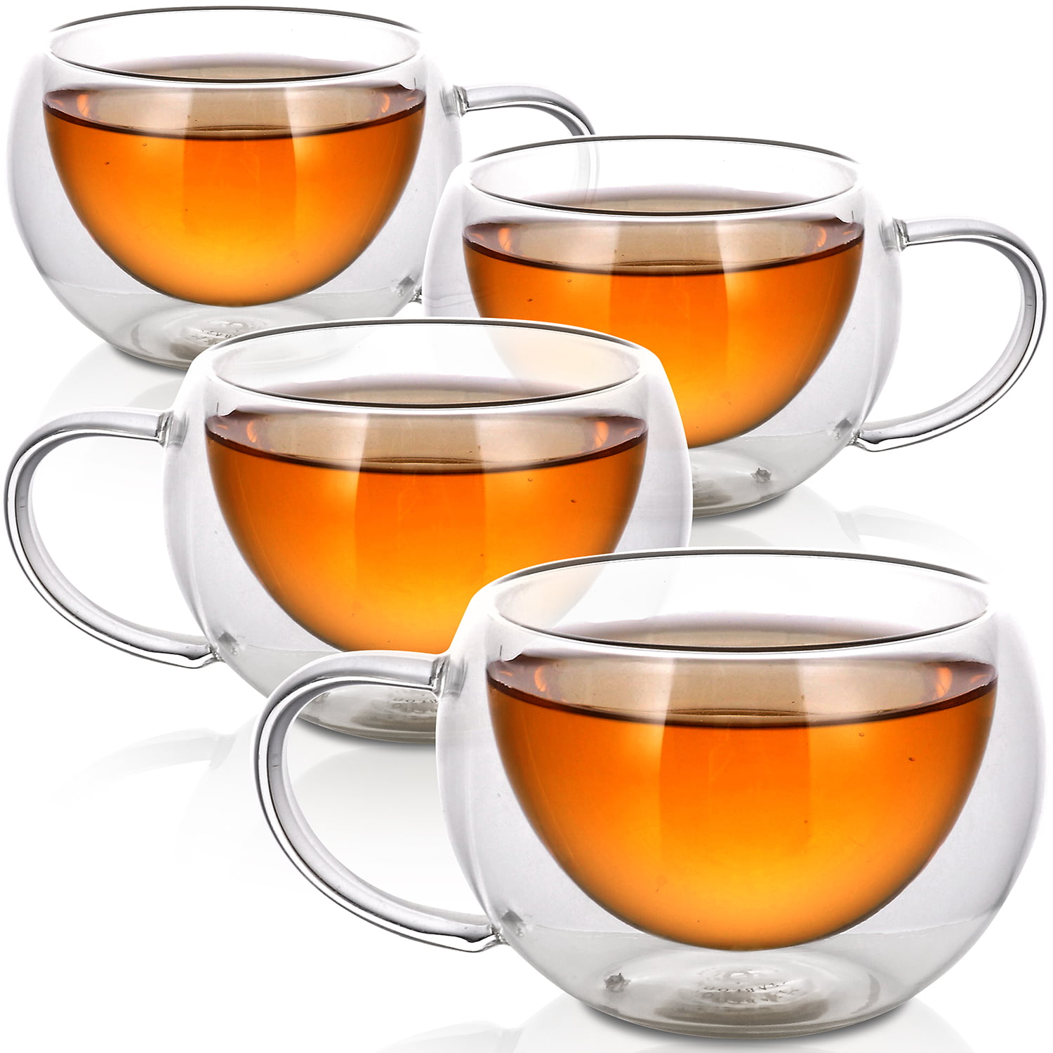 Teabloom Modern Classic Insulated Cups – 6 oz / 200 ml – Set of 4 Double  Walled Glass Cups for Tea or Espresso