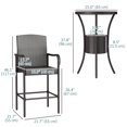 thumbnail image 3 of Ensemble de Bar de Patio 3 Pcs, Table et Chaises Bistro en Rotin, Brun Foncé, 3 of 10