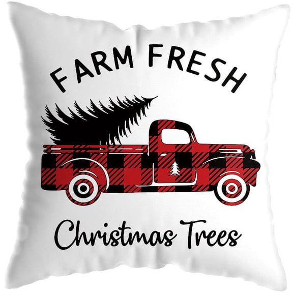 Yidarton Christmas Pillowcase Red Plaid Car Sofa Cushion Cover Elk Christmas Decoration Printing Pattern Pillow Case
