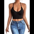 thumbnail image 2 of Camisola Básica de Tirantes Finos con Cuello en V y Canalé para Mujer (2025). Negro M, 2 of 9