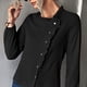 thumbnail image 5 of Top de manga larga ANGGREK Casual color Sólido Amigable con la Piel Cómoda Blusa Asimétrica con botones Para Mujer, 5 of 8
