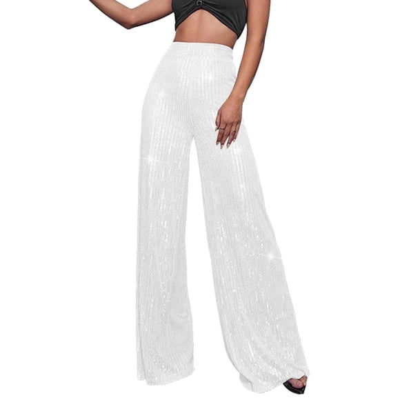 Women's High Waisted Sequin Loose Drape Wide Leg Pants Fashion Casual Pants