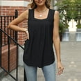 thumbnail image 2 of FAIWAD Summer Tank Tops for Women Sleeveless Mesh Squre Neck Pleated Front Vest Summer Casual Loose Tee Shirts, 2 of 4