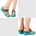 thumbnail image 4 of OIOLOYJM Womens Summer Wedge Sandals Orthopedic Arch Support Comfy Slip-On with Floral Hollow Design Peep Toe Platform Boho Beach Shoes Green US/6.5-7, 4 of 5