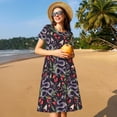 thumbnail image 4 of Disketp Snakes And Snake Fruit para Vestido de Manga Corta para Mujeres, Vestidos de Verano para Mujeres, Casual y Holgado para la Playa, 4 of 6