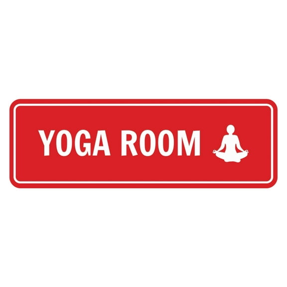 Signs ByLITA Yoga Room Door or Wall Sign Durable ABS Plastic | Laser Engraved | Easy Installation | Elegant Design Sign (Red) - Large