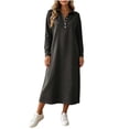 thumbnail image 2 of Sheghy Summer Dresses 2026 Autumn Winter Lapel Half Button Drop Shoulder Relaxed Fit Solid Shirt Dress Black S, 2 of 6