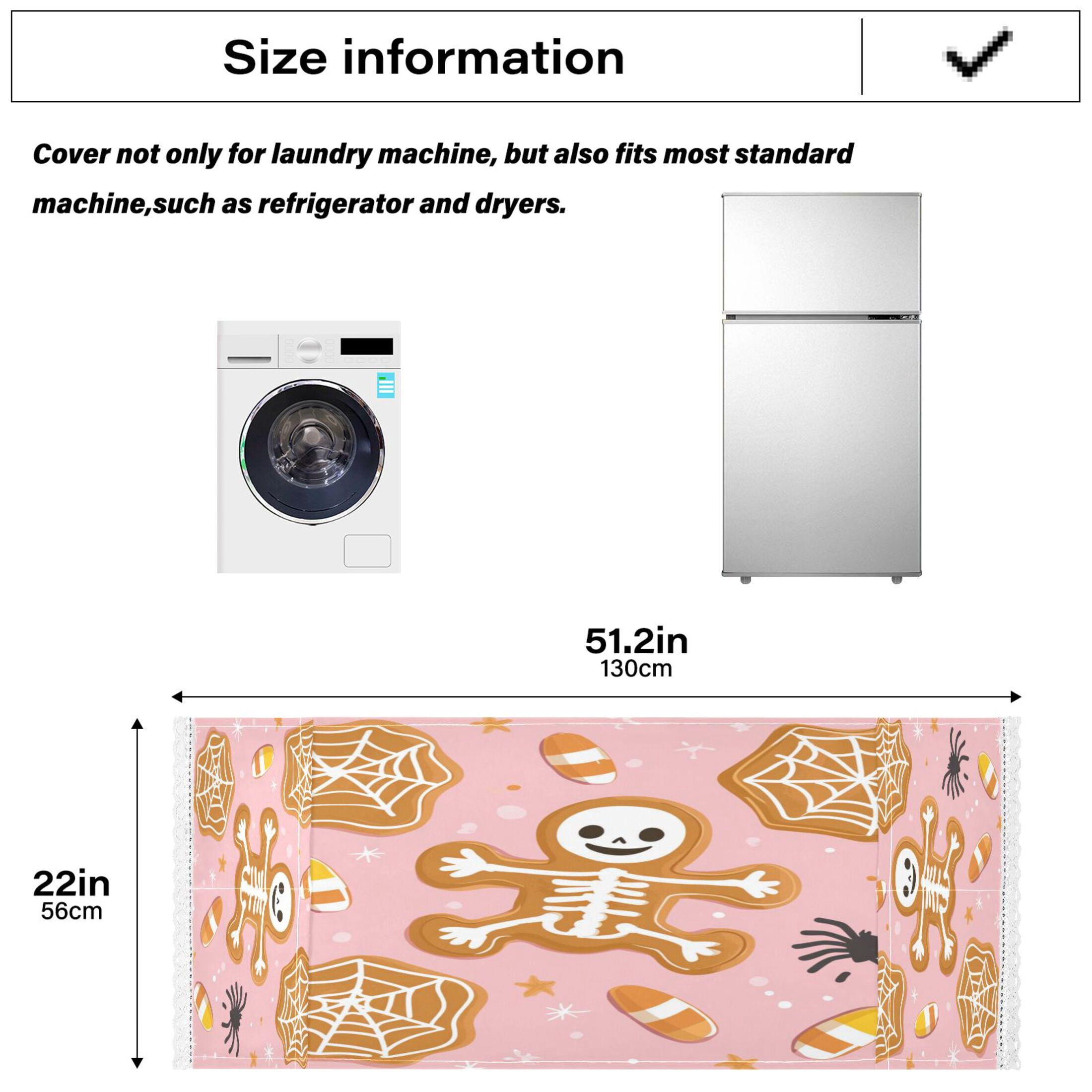 WOBOGO Halloween Cookies and Gingerbread Men Pattern Washing Machine Cloth Dryer Refrigerator Top Cover Protective Non-Slip Mat For Kitchen Laundry