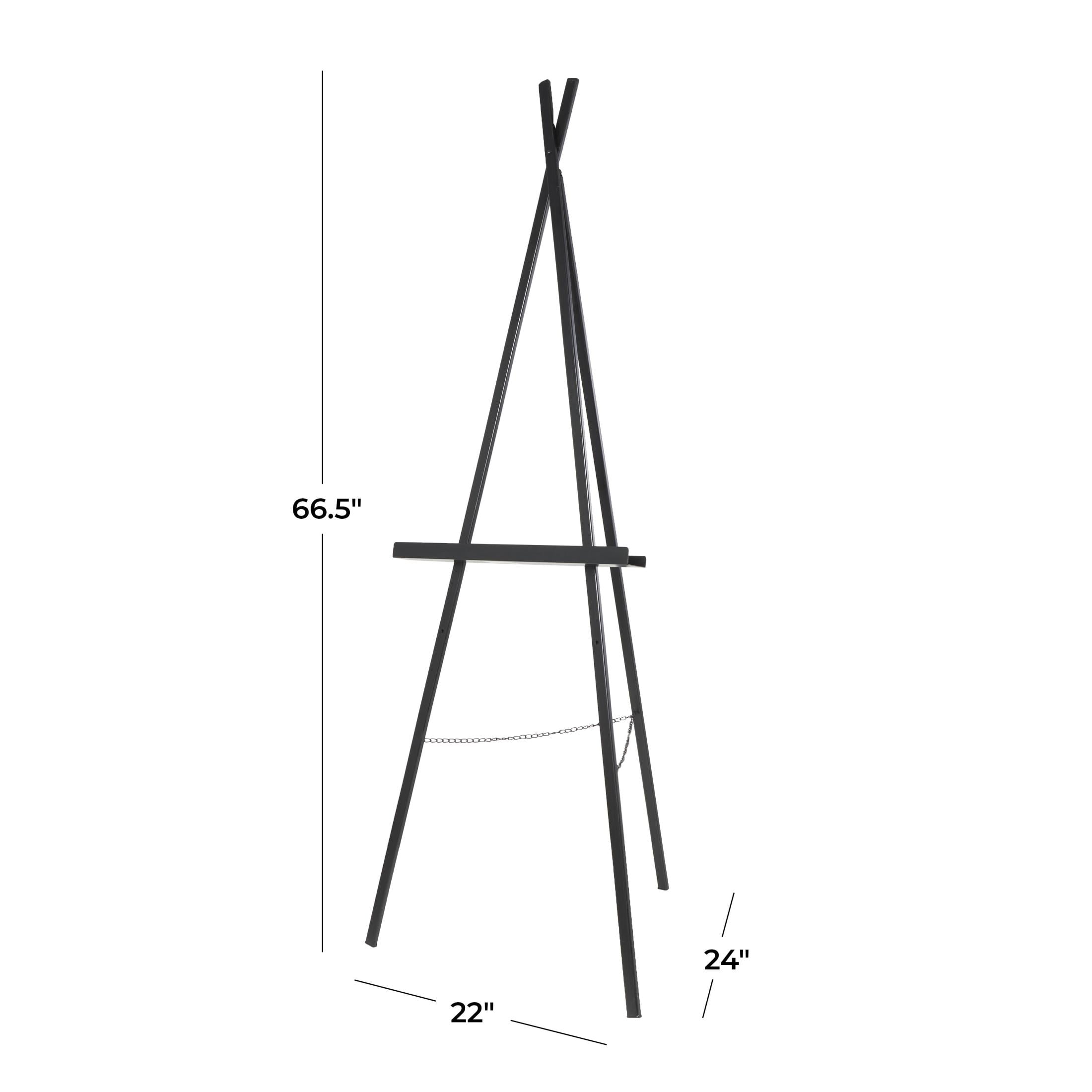 DecMode 22" x 67" Black Metal Tall Adjustable Floor 2 Tier Easel, 1-Piece