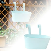 4PCS Vertical Wall Planter - Oval Metal Hanging Flower Pot with Detachable Hooks for Railings, Fences & Balconies - Durable Iron Planter Box for Indoor/Outdoor Plants (11.2 Inch)