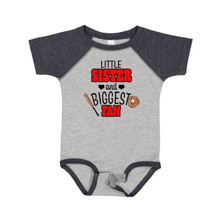 

Inktastic Little Sister and Biggest Fan Baseball Glove and Bat Gift Baby Girl Bodysuit
