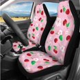 thumbnail image 2 of Yuyamidu Cherry Car Seat Cover Cherry Blossom Steering Wheel Cover Seatbelt Pads Pink Auto Armrest Cover Headrest Covers Key Chain Coasters 14pcs Car Accessories Set, 2 of 7