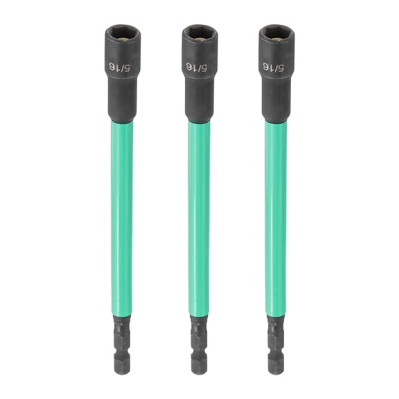 Uxcell 3Pcs Nut Driver Drill Bit 5/16" Socket 1/4" Hex Shank 6" Long