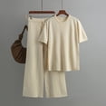 thumbnail image 2 of Ensembles Assortis pour Femmes Manches Courtes Col Rond Chemises Pantalons Larges Amples Pyjamas Ensembles Vêtements d'Été pour Femmes, 2 of 4