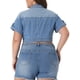 thumbnail image 3 of Chaquetas de mezclilla de talla grande Agnes Orinda para mujeres, con botones en la parte delantera, mangas enrolladas, chaqueta de mezclilla recortada 3X, azul claro, 3 of 5