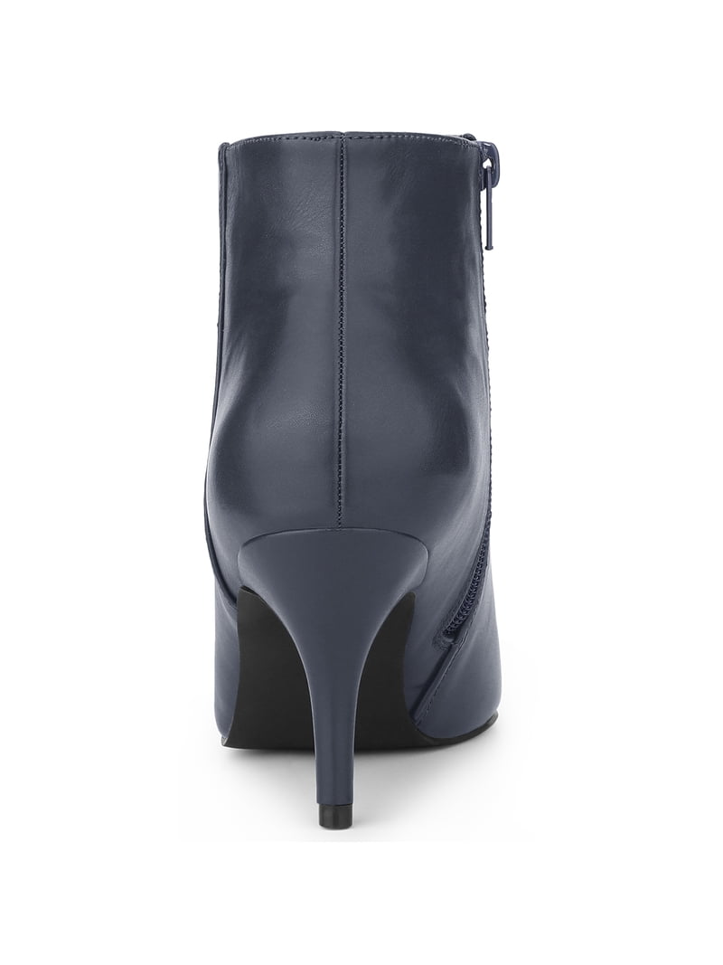 BLISSFUL STEP Women's Pointed Toe Zipper Stiletto Heels Ankle