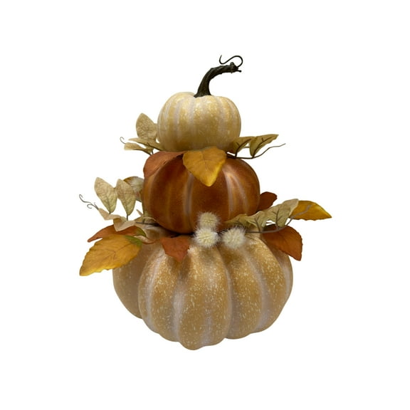 Stacked Pumpkins Tabletop Decor, Yellow & Orange, 9.75", Fall by Way To Celebrate