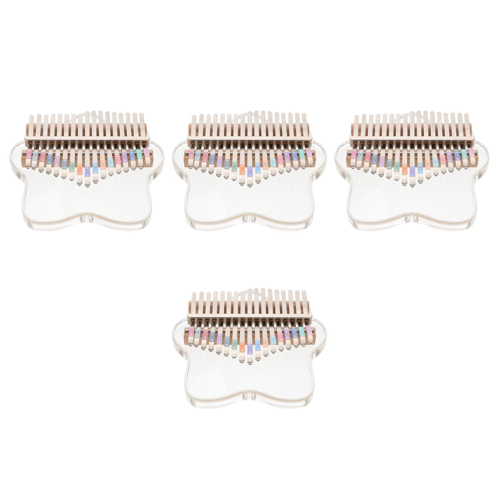 Masteelf 4pcs Transparent 17-Key Thumb Piano with Tuning Hammer Portable Kalimba for Beginners Thumb Piano Portable Kalimba Hand Piano Musical Instrument
