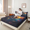 thumbnail image 4 of Homewish Galaxy Planet Twin Sheet Sets 3pcs for Female Men Adults,Psychedelic Universe Twin Fitted Sheet Microfiber,Outer Space Breathable Flat Sheet,Ultra Soft Home Decor, 4 of 7