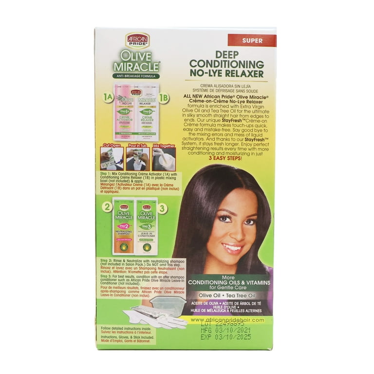 African Pride Olive Miracle Deep Conditioning No Lye Relaxer Kit Super 1Touch up