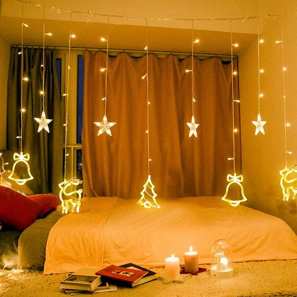 Guirlande lumineuse à 138 LED, 12 étoiles de Noël avec 8 modes de  clignotement, guirlande lumineuse étanche IP44 blanc chaud pour chambre à  coucher, mariage, décorations de Noël 