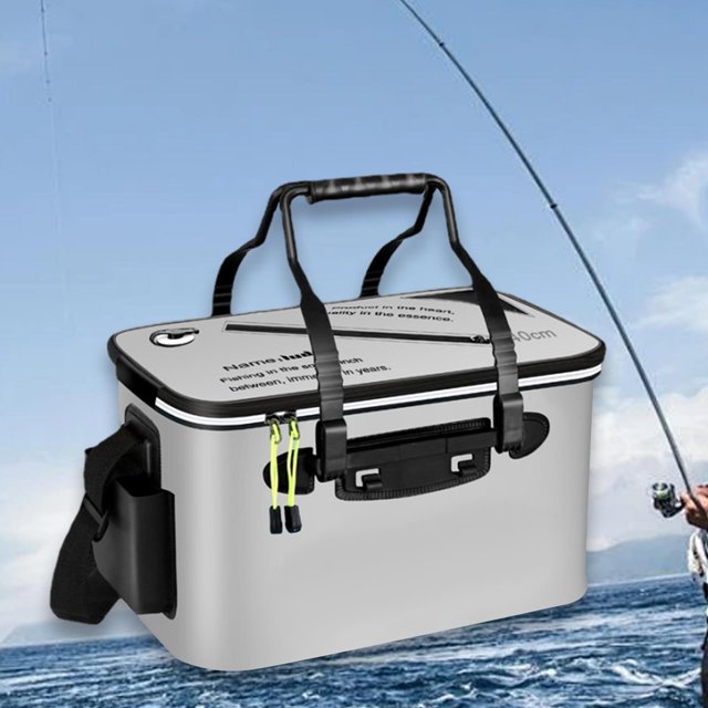 Cubo para peces plegable, cubo para pesca, resistente, de gran capacidad, portátil, cubo para peces , grueso para viajar, acampar al aire libre Gris S