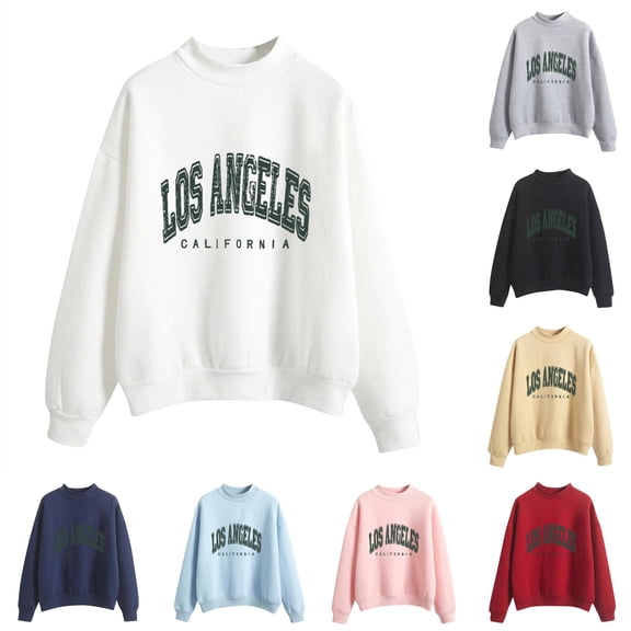 MEZZALL Women Sweatshirts Letter Printed Long Sleeve Autumn Winter Crewneck Pullover Basic Daily Outdoor Cozy Travel Tops
