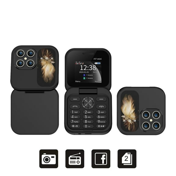 Mini Flip Phone 2G Network 1.77 Inch Screen Dual SIM Flashlight Speed Dial FM Radio Small Stylish Foldable Phone