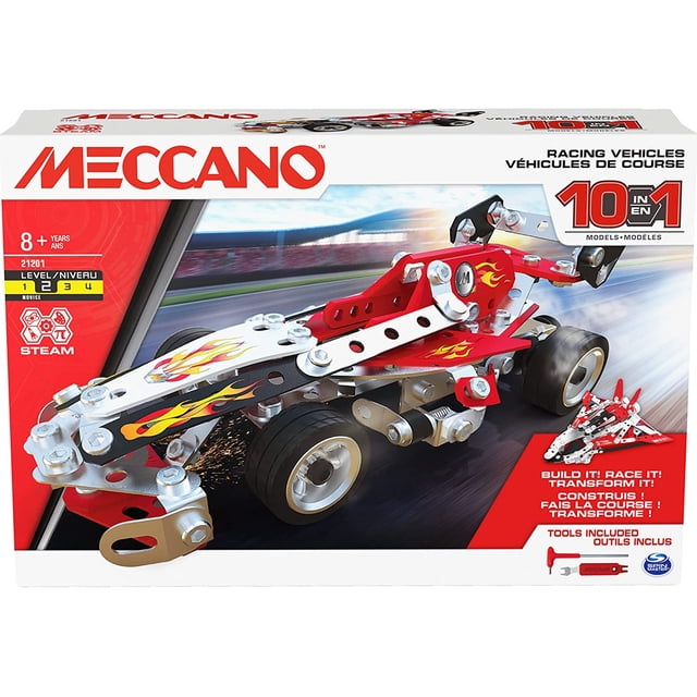 Kit de Construcción Meccano Vehículos de Carreras 10 en 1 225 Piezas
