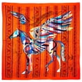 thumbnail image 4 of Neckerchief for Women - 100% Mulberry Silk Neck Scarf - Size: 21 x 21 Inches - Orange Horse, 4 of 5