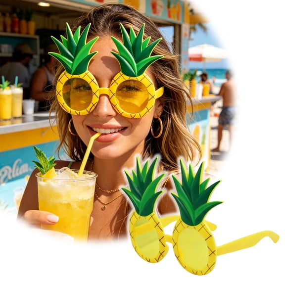 Novelty Pineapple Sunglasses Tropical Glasses Funny Fruit Shaped Eyewear For Beach Summer Pool Parties Photo Booths(Mint Green-16.5X13.5Cm)