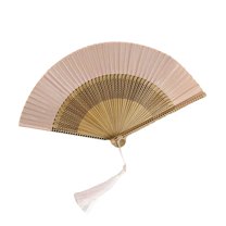 Handmade Oriental Paper Fans - Carved Design With Tassels, Silk Fabric, Decor For Home/Wedding/Party