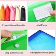Plastic File Folders,A4 Size Expandable Document Folder with Button Closure, Expanding File Wallet with Label Pocket for Home Office, School, Travel Organization