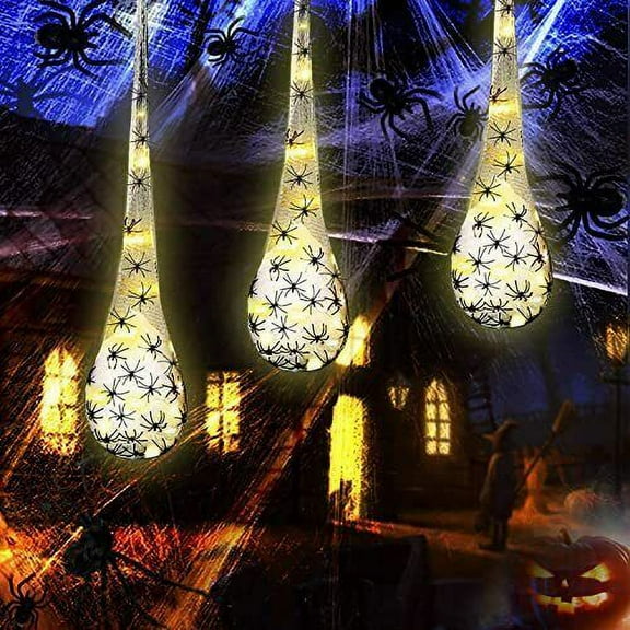 Xhy Halloween Decoration 3pcs LED Light Up Spider Hanging Egg Web for Indoor Outdoor Party Garden Yard Tree Ornaments