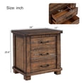 thumbnail image 7 of Farmhouse 3-Drawer Nightstand, Reclaimed Pine Wood Bedside Table Night Stand Sofa Side End Table with Antique Metal Handles, Fully Assembled, 24" W x 17" D x 25.6", 7 of 7