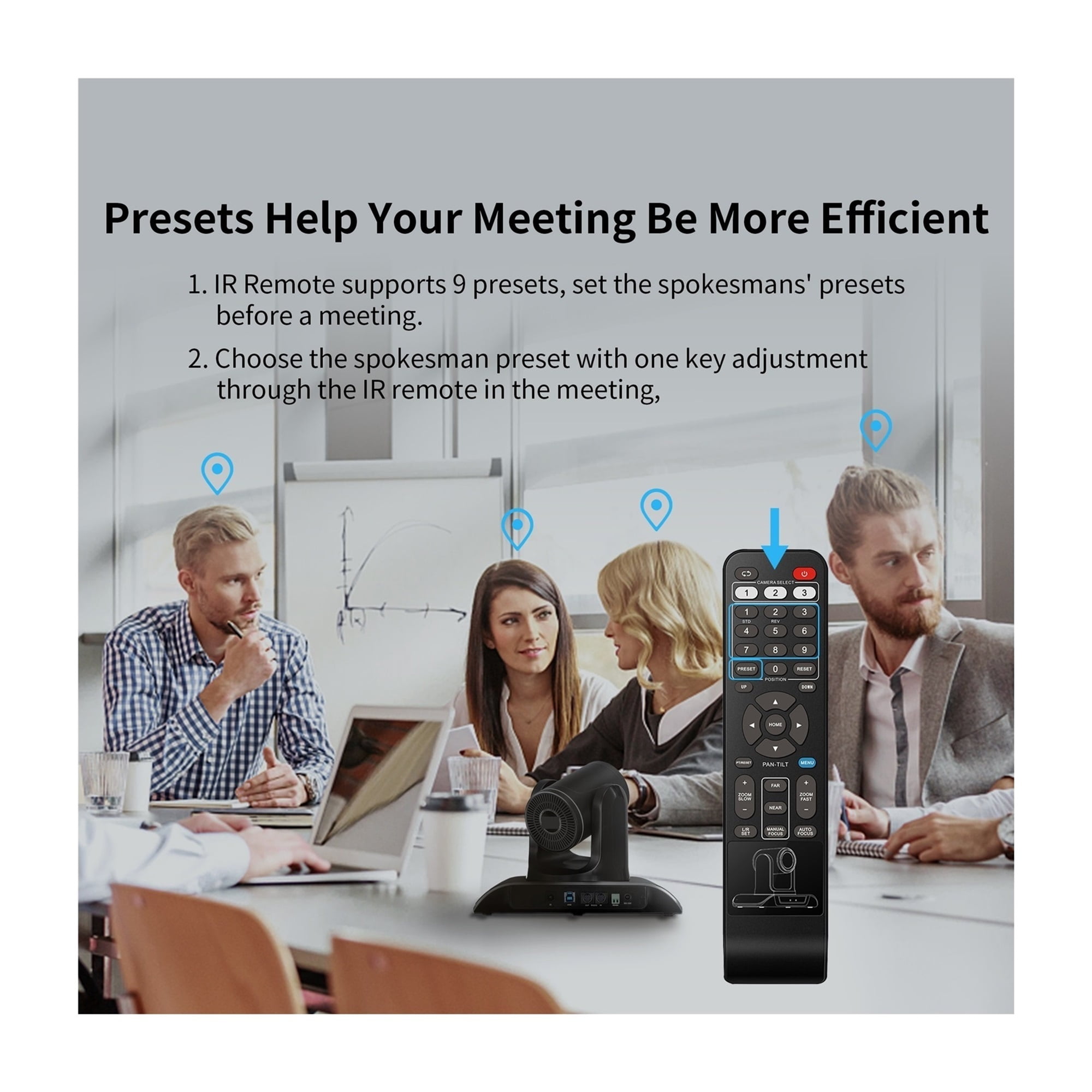 Conference Camera 3X Optical Zoom 1080P Full HD USB PTZ 129° Wide Angle Webcam For Conferencing, Live Streaming, Recording ,HD Video