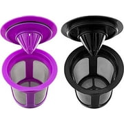 Reusable Cups for Keurig K-Cup 2.0 and 1.0 Coffee Maker, Refillable Filter Pods - Pack of 2 (Purple & Black)