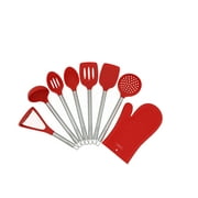 Unity-Frankford Premium Kitchen Tools Set - Silicon Construction - Stainless Steel Handles - Durable And BPA Free (8 Piece, Red)