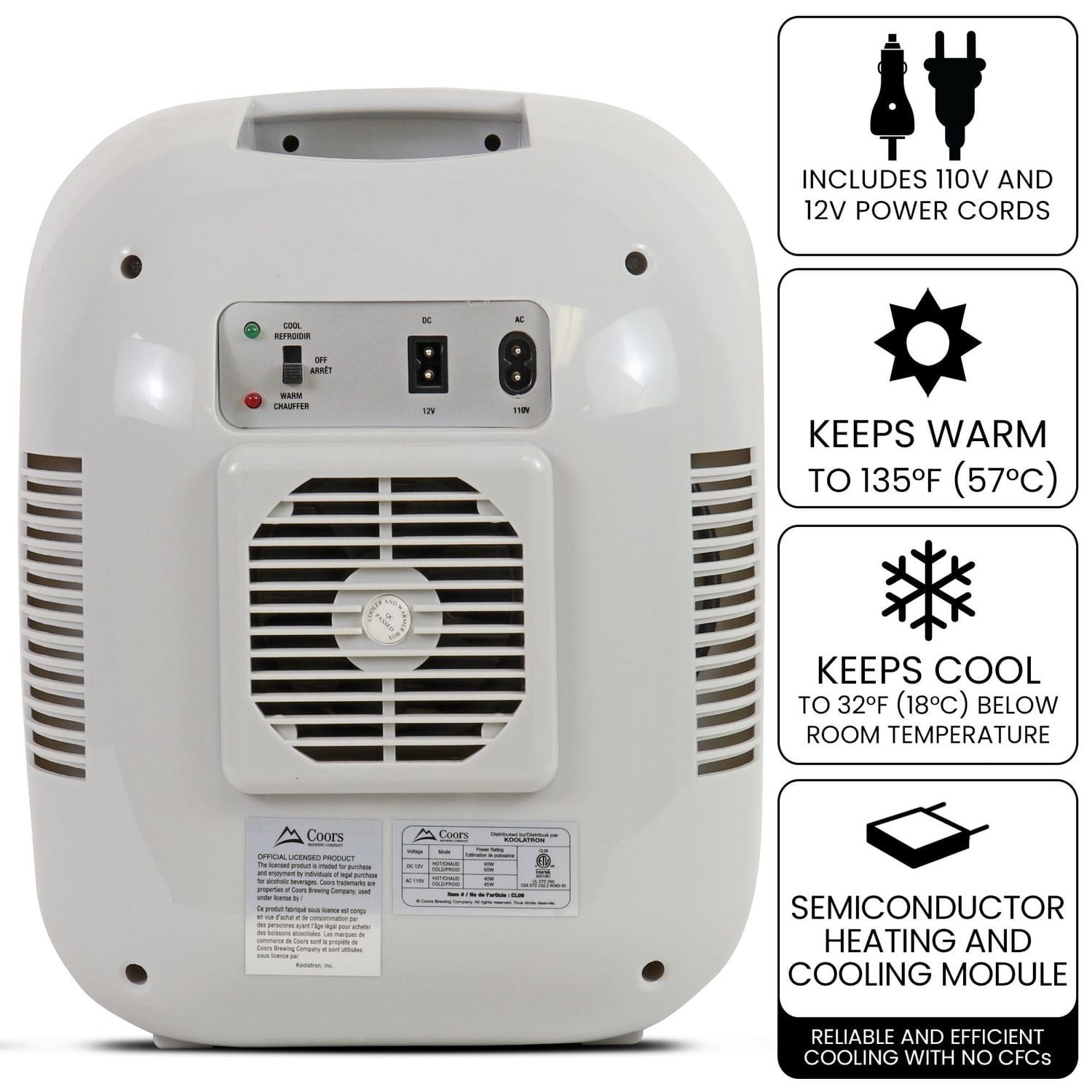 Coors Light 7.9L Mini Fridge, Portable 12 Can Cooler/Warmer for Travel, Home, Office- Gray