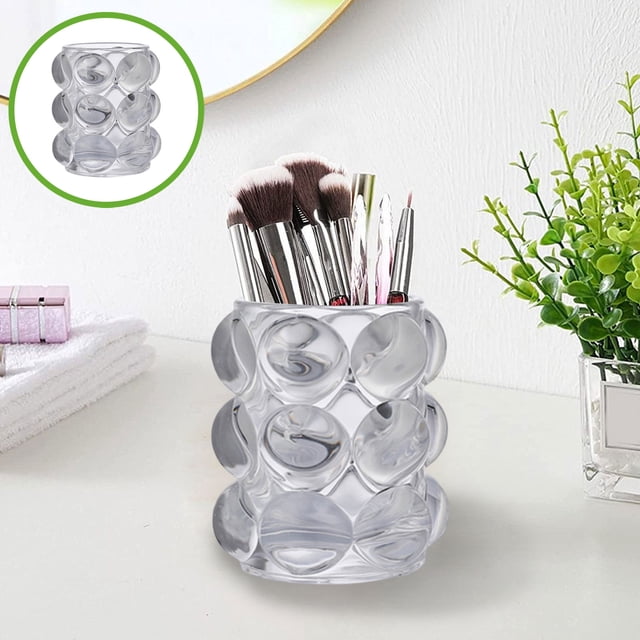 Estuche Decorativo de Cristal para Lápices de Maquillaje, Brochas y Lápices de Cejas. Un Bonito Organizador de Escritorio.
