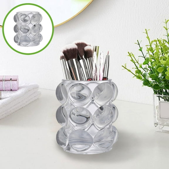 Kraoden Glass Decorative Makeup Brush Holder, Multifunctional Organizer for Cute Desktop Storage, Unique Lattice Design, Ideal for Snacks and Supplies