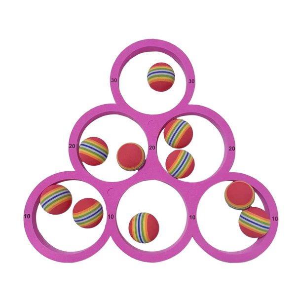 Juego de lanzamiento de piscina para niños y adultos con 10 pelotas de lanzamiento. Rosa roja