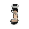 thumbnail image 6 of BLISSFUL STEP Women's Shoes Stiletto Heel Open Toe Ankle Strap Rhinestone Buckle Sandals Black 6, 6 of 7